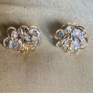 Vintage Freirich Clip On Crystal Earrings